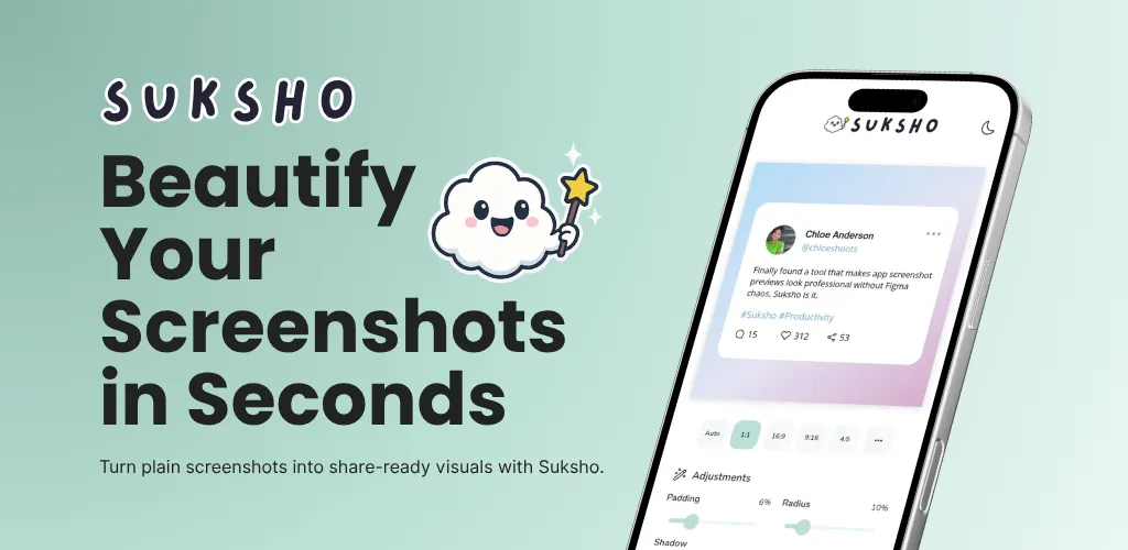 Suksho - beautify your screenshots in seconds